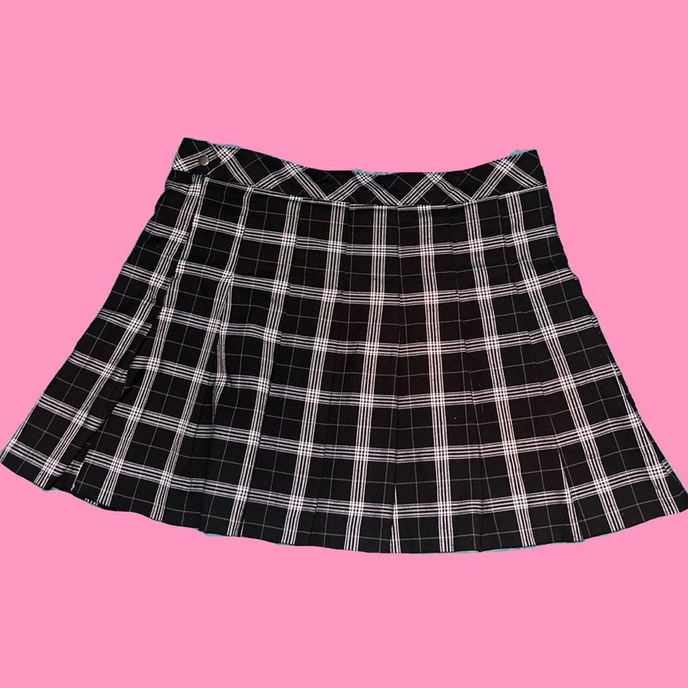 h&m plaid pleated mini skirt